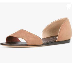 YDN Light Pink Western Peep Toe D'Orsay Casual Flats Slip on Comfy Walking Shoe